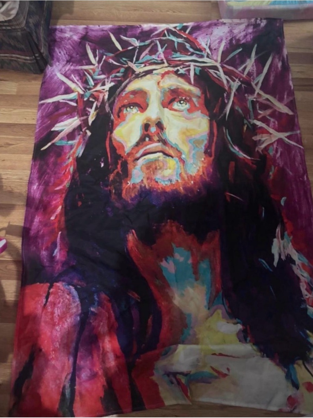 Multicolor Jesus Portrait Wall Art Tapestry